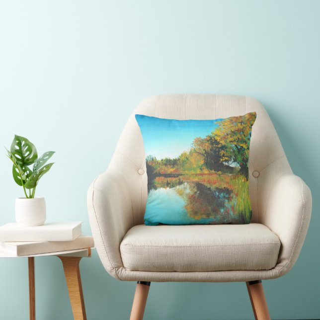 Landscape Fine Art Trees River Throw Pillow (Chair)