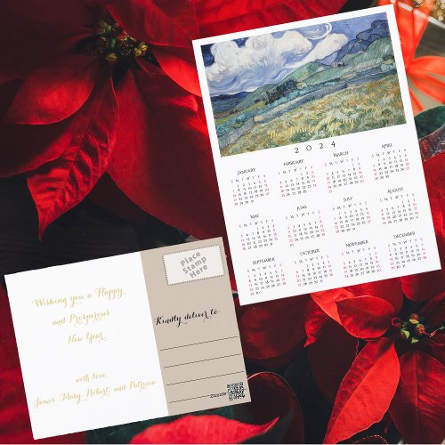 Landscape France Vincent Van Gogh 2024 Calendar Holiday Postcard