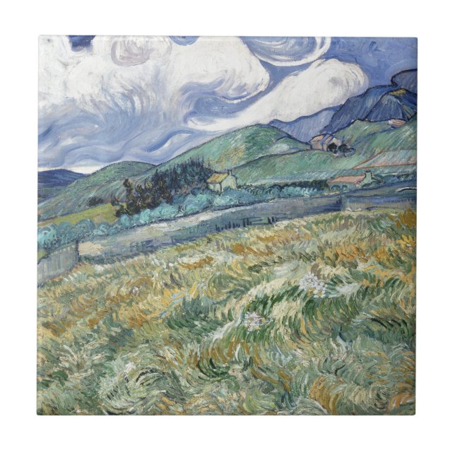 Landscape from Saint-Remy by Vincent Van Gogh Ceramic Tile (Front)