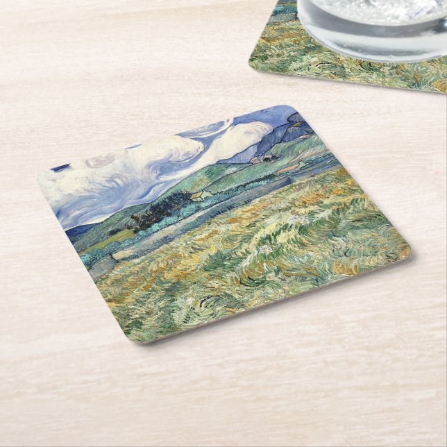  Landscape from Saint-Rémy by Vincent Van Gogh  Square Paper Coaster (Angled)