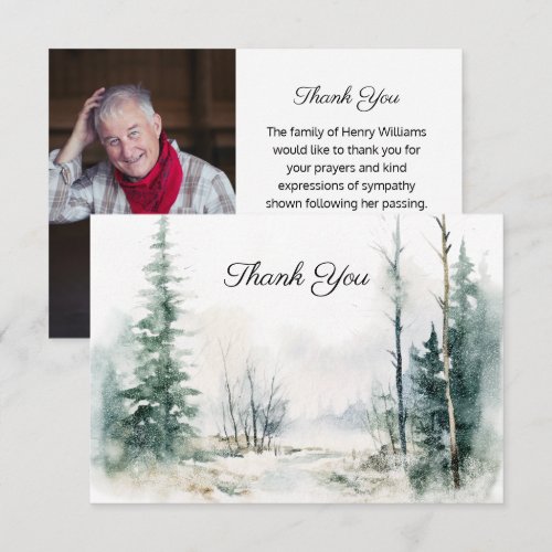 Landscape Funeral Photo Memorial Thank You Card