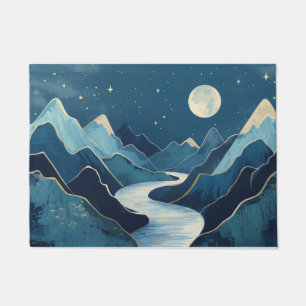 landscape Golden Peaks Under a Night Sky Doormat