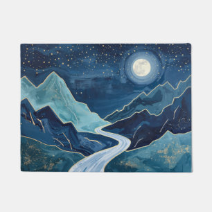 landscape Golden Peaks Under a Night Sky Doormat