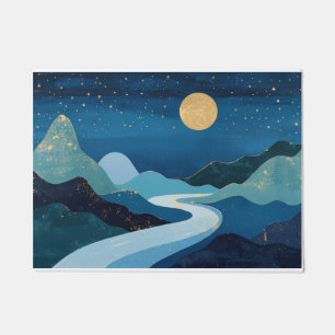 landscape Golden Peaks Under a Night Sky Doormat