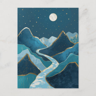 landscape Golden Peaks Under a Night Sky Postcard