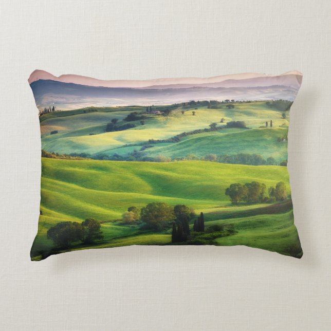 Landscape Greenery: Light Painted Serenity Accent Pillow (Front)