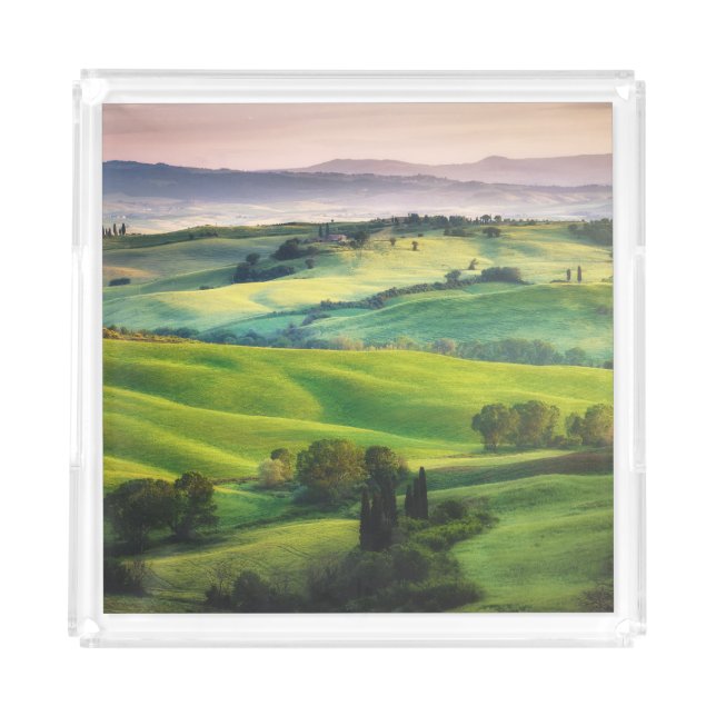 Landscape Greenery: Light Painted Serenity Acrylic Tray (Front)
