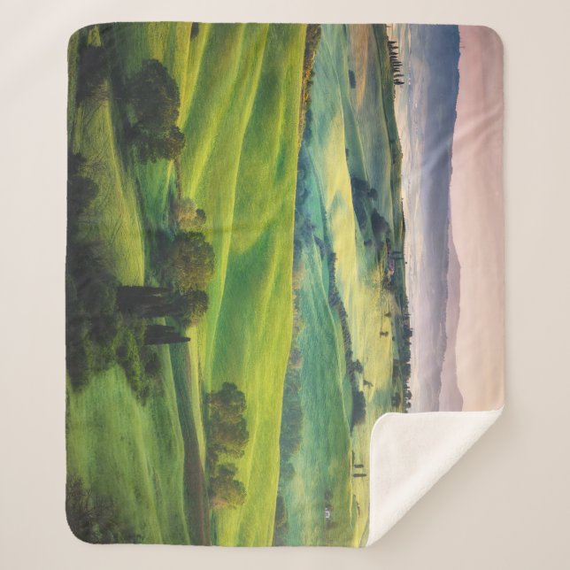 Landscape Greenery: Light Painted Serenity Sherpa Blanket (Front)