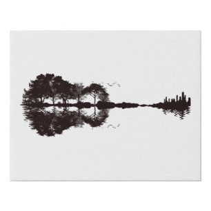 landscape guitar faux canvas print