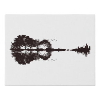 landscape guitar faux canvas print