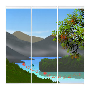 Landscape Illustration Triptych Wall Art