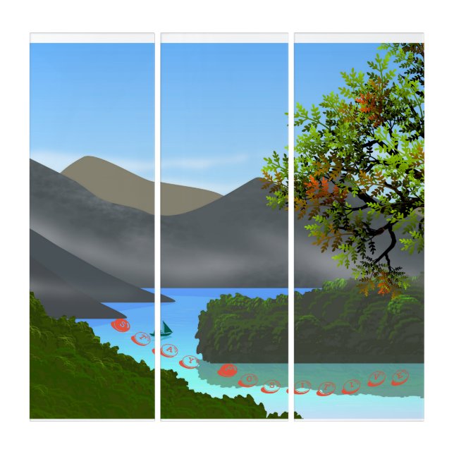 Landscape Illustration  Triptych Wall Art (Front)