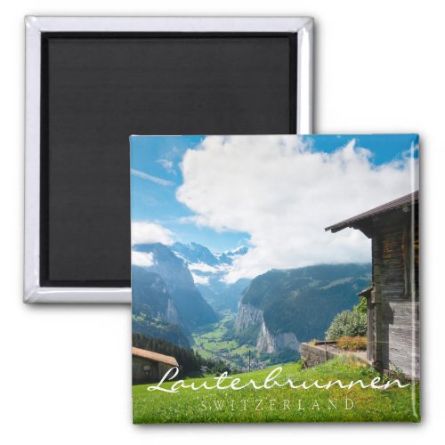 Landscape in Lauterbrunnen valley in Switzerland Magnet