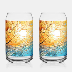 Landscape in Ukrainian folk art motifs Can Glass