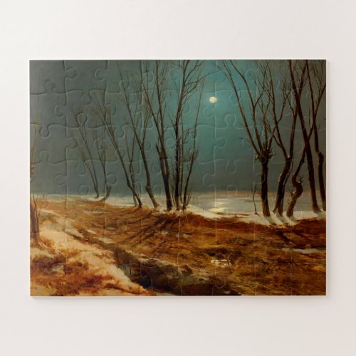 Landscape in Winter at Moonlight by Carl Blechen Jigsaw Puzzle
