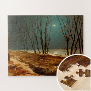Landscape in Winter at Moonlight by Carl Blechen Jigsaw Puzzle