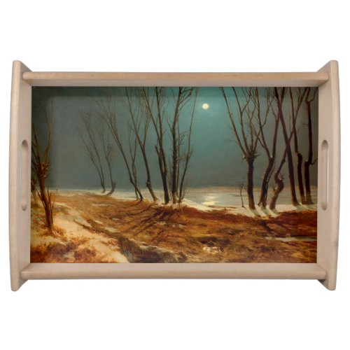 Landscape in Winter at Moonlight by Carl Blechen Serving Tray