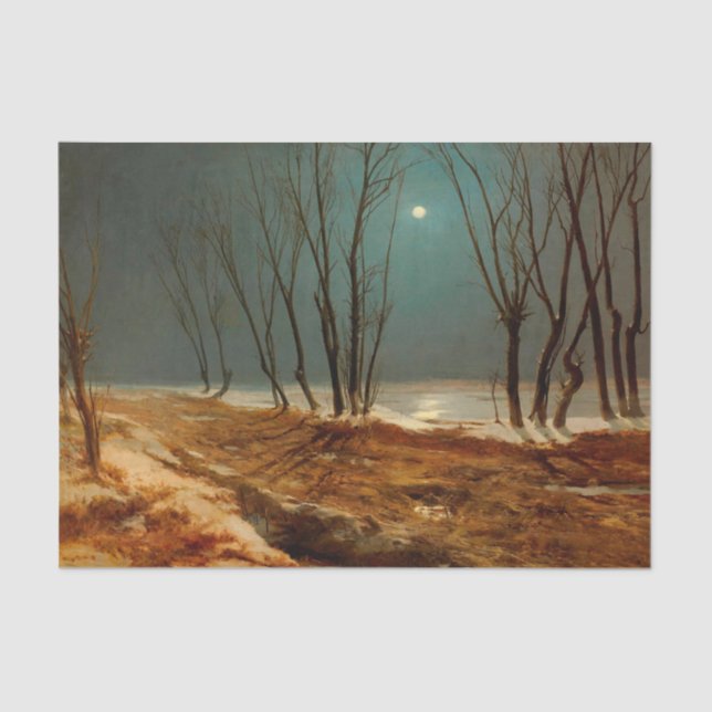 Landscape in Winter at Moonlight by Carl Blechen Tissue Paper (Front)
