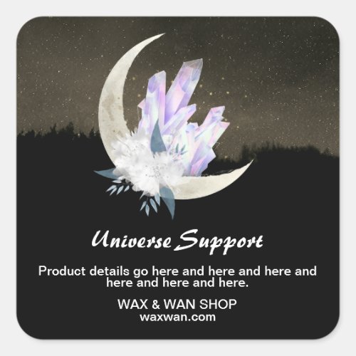 *~* Landscape Intentions Moon Crystals Floral AP24 Square Sticker