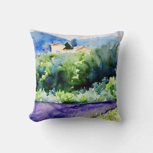 Landscape Lavender fields  Throw Pillow