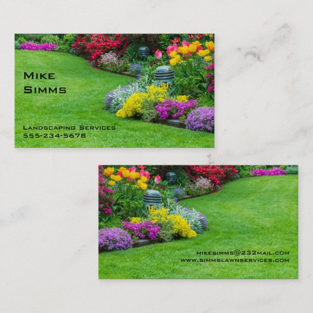 Landscape, Lawn Care, Gardener, Professional Business Card (Front/Back)