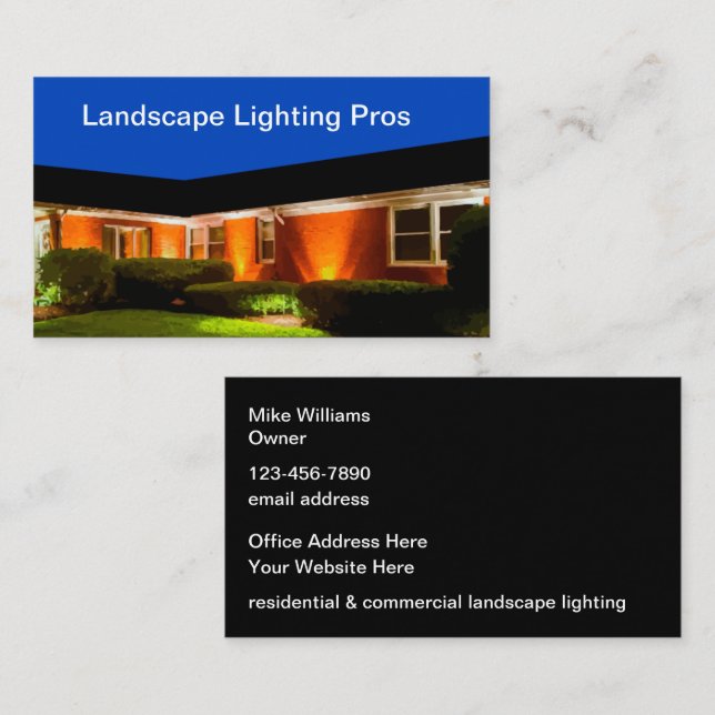 Landscape Lighting Modern Two Side Business Card (Front/Back)