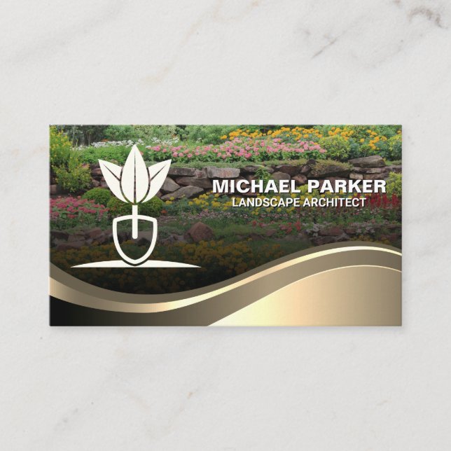 Landscape Logo | Garden Background Business Card (Front)