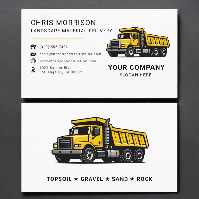 Landscape Material Delivery Dump Truck Business Card (Creator Uploaded)