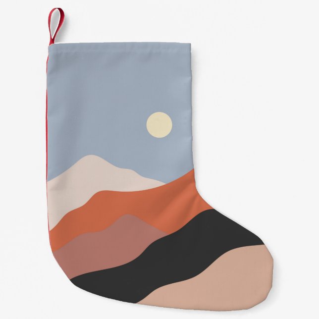 Landscape mid century illustrations,minimalist lan small christmas stocking (Front)