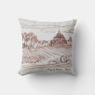 Landscape Mont Saint-Michel Normandy, France Throw Pillow