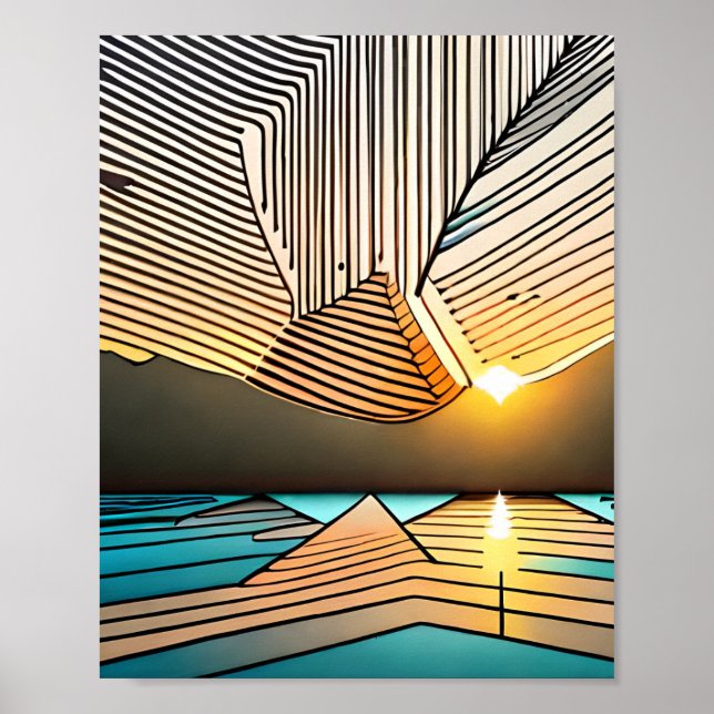Landscape Mountains Abstract Sunset Sunrise Poster (Front)