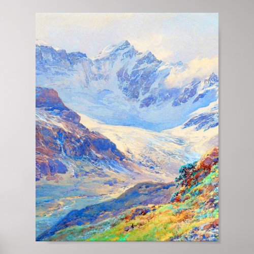 Landscape mountains art by Edward Theodore Compton Poster