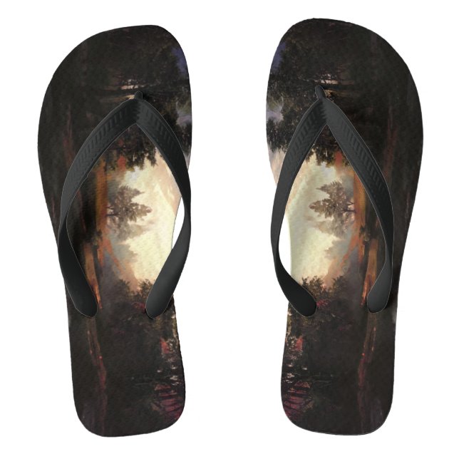 Landscape Nature Forest Custom Created Flip Flops (Footbed)