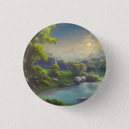 Landscape Nature River Sun Dreamy Aesthetic Button
