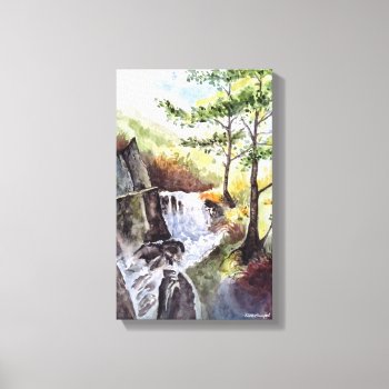 Landscape Nature River Watercolor Print Canvas by KariAnapol at Zazzle