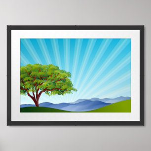 Landscape Nature Scenery With Sunbeems-10500 Framed Art