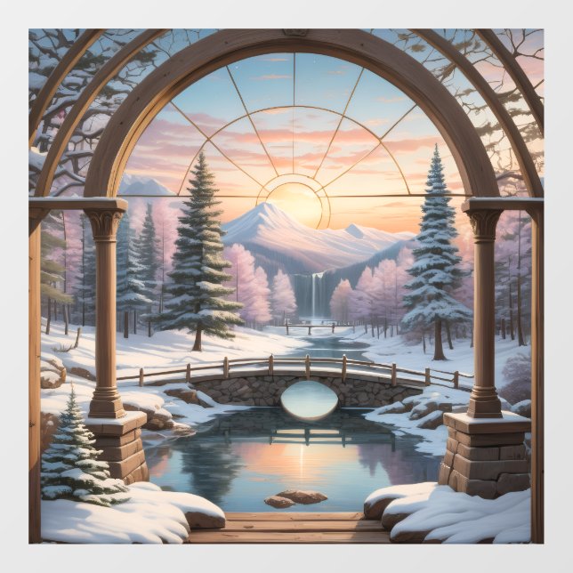 Landscape nature sunset lake Mountain  Window Cling (Sheet)