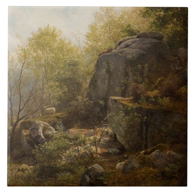 Landscape Near Conway, North Wales (by A.H. Wyant) Ceramic Tile (Front)