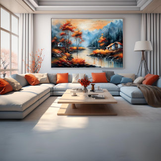 Landscape Near Lake Modern Art Poster