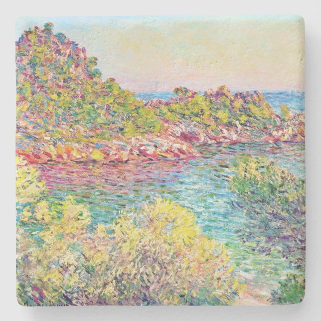 Landscape Near Monte Carlo (by Claude Monet) Stone Coaster (Front)