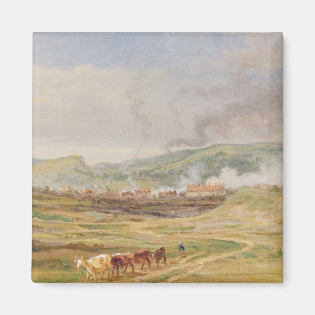 Landscape near Swansea, South Wales (oil on panel) Magnet (Front)