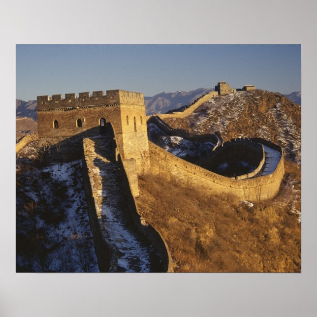 Landscape of Great Wall under sunset, China Poster (Front)