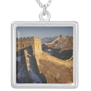 Landscape of Great Wall under sunset, China Silver Plated Necklace