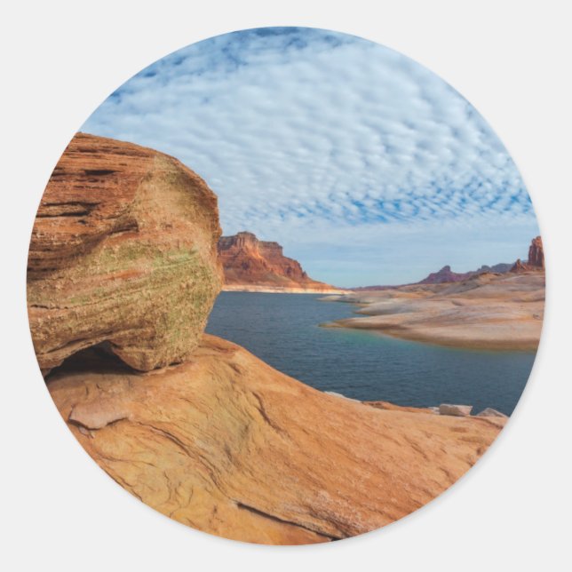 Landscape of Lake Powell Classic Round Sticker (Front)