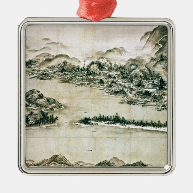 Landscape of mountains and a river metal ornament (Front)
