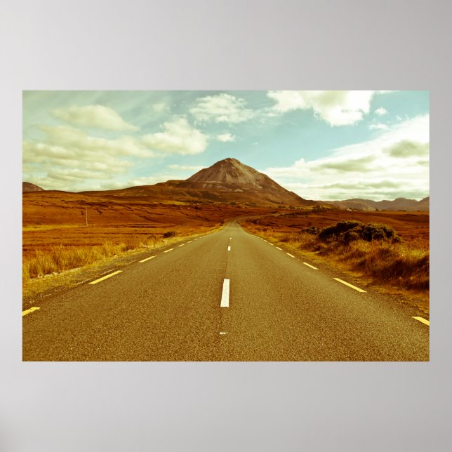 landscape of road to the Errigal mountains Poster (Front)