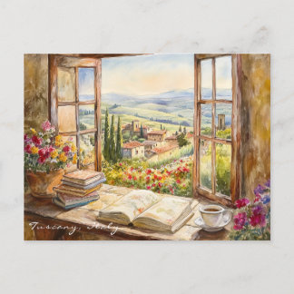 Landscape of Tuscany Painting | Italy Travel Art Postcard