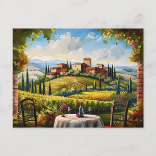 Landscape of Tuscany Painting Italy Travel Art Postcard