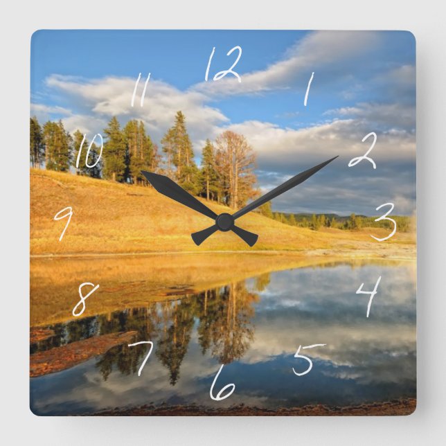 Landscape of Yellowstone Square Wall Clock (Front)