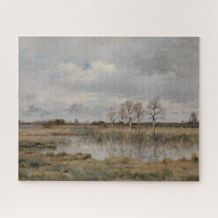 Landscape oil on canvas, vintage fine art. Oil Jigsaw Puzzle
